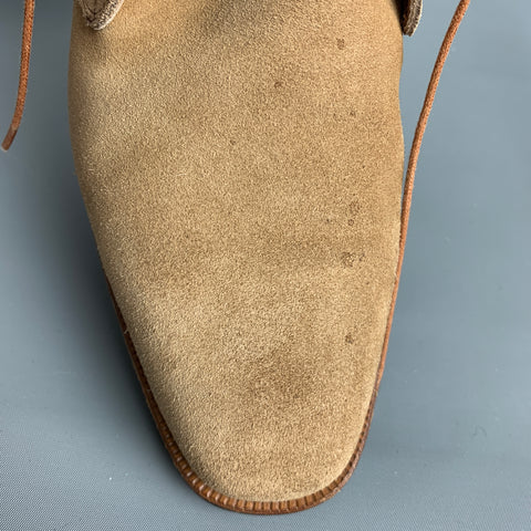 BATTISTONI Size 7 Camel Suede Lace Up Boots