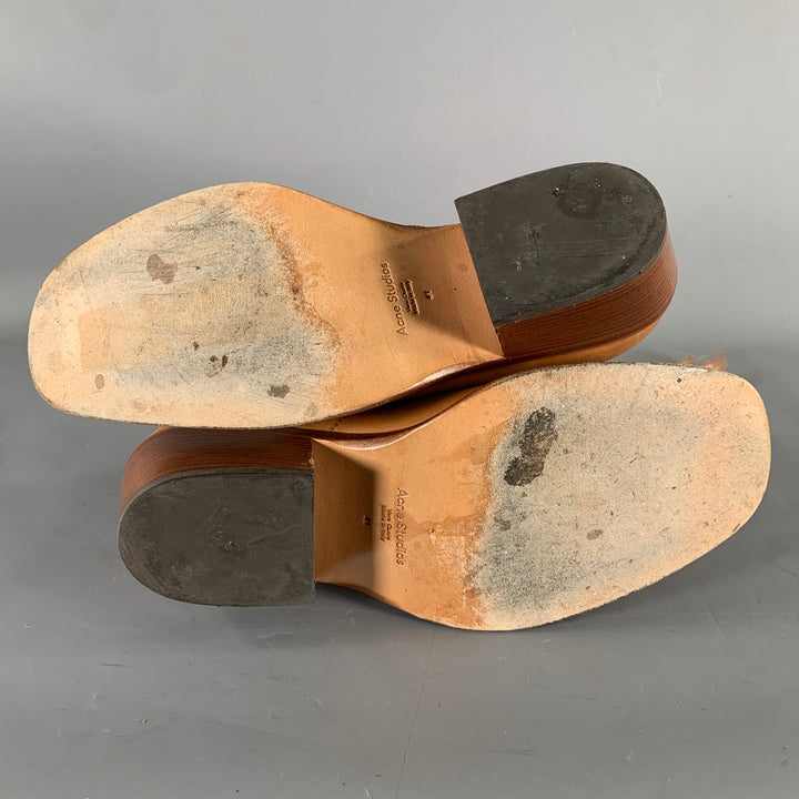 ACNE Size 8 Brown Crackled Leather Ankle Boots