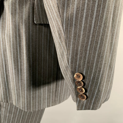 ERMENEGILDO ZEGNA Size 42 Grey Blue Stripe Wool Notch Lapel Suit