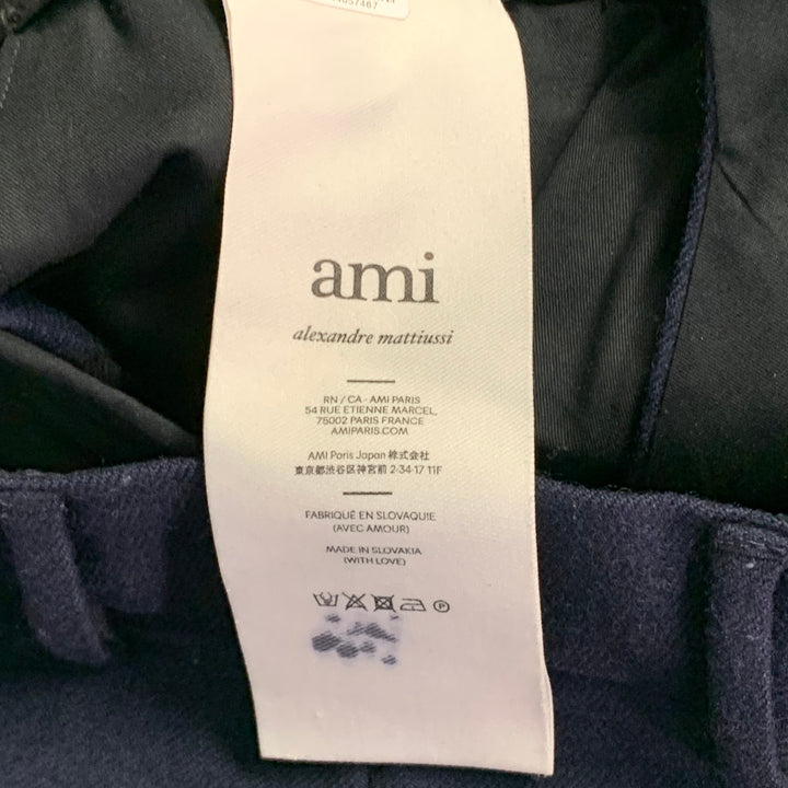 AMI by ALEXANDRE MATTIUSSI Size 28 Navy Wool Twill Straight Zip Fly Dress Pants
