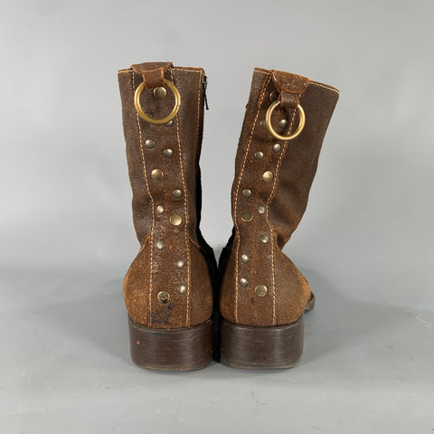 HENRY BEGUELIN Size 9 Brown Suede Zip Boots