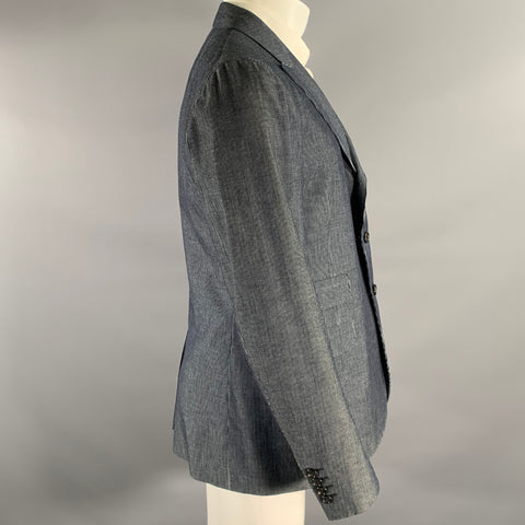 RRL by RALPH LAUREN Chest Size 42 Navy White Stripe Cotton Peak Lapel Sport Coat