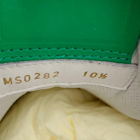 LOUIS VUITTON Size 11.5 LV Trainer Green White Two Toned Leather Sneakers