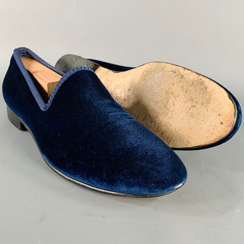 DEL TORO Size 11.5 Blue Red Velvet Slip On Loafers