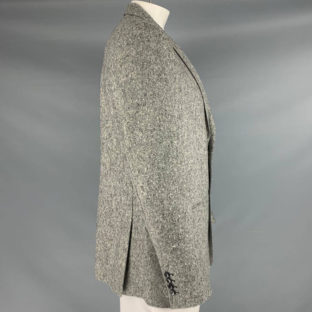 VERSACE COLLECTION Size 44 Heather Grey Black White Wool Sport Coat