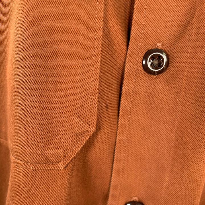 TODD SNYDER Size M Orange Rust Twill Cotton Patch Pockets Long Sleeve Shirt