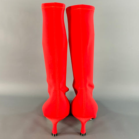 KHAITE Size 9.5 Taylor Red Neoprene Pull On Kitten Heel Sock Boots
