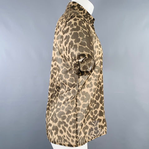 DRIES VAN NOTEN Size M Tan Black Animal Print Short Sleeve Shirt