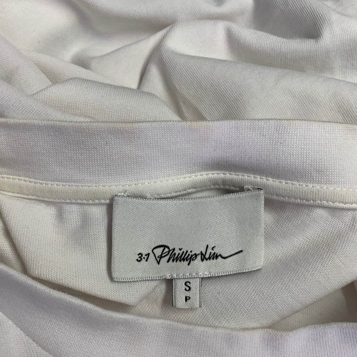 3.1 PHILLIP LIM Size S White Blue Mixed Materials Cotton Silk T-shirt