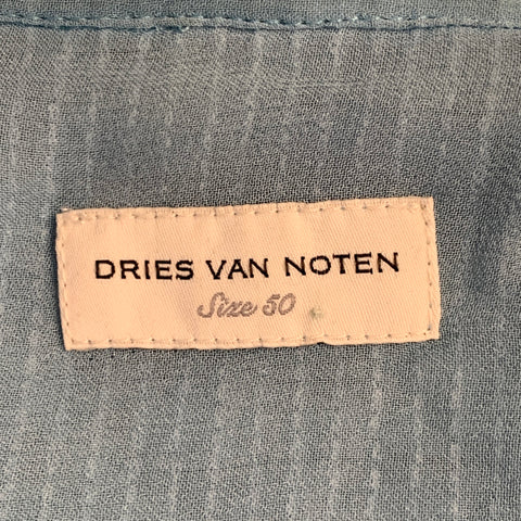DRIES VAN NOTEN FW22 Size M Light Blue Sequined Viscose Long Sleeve Shirt