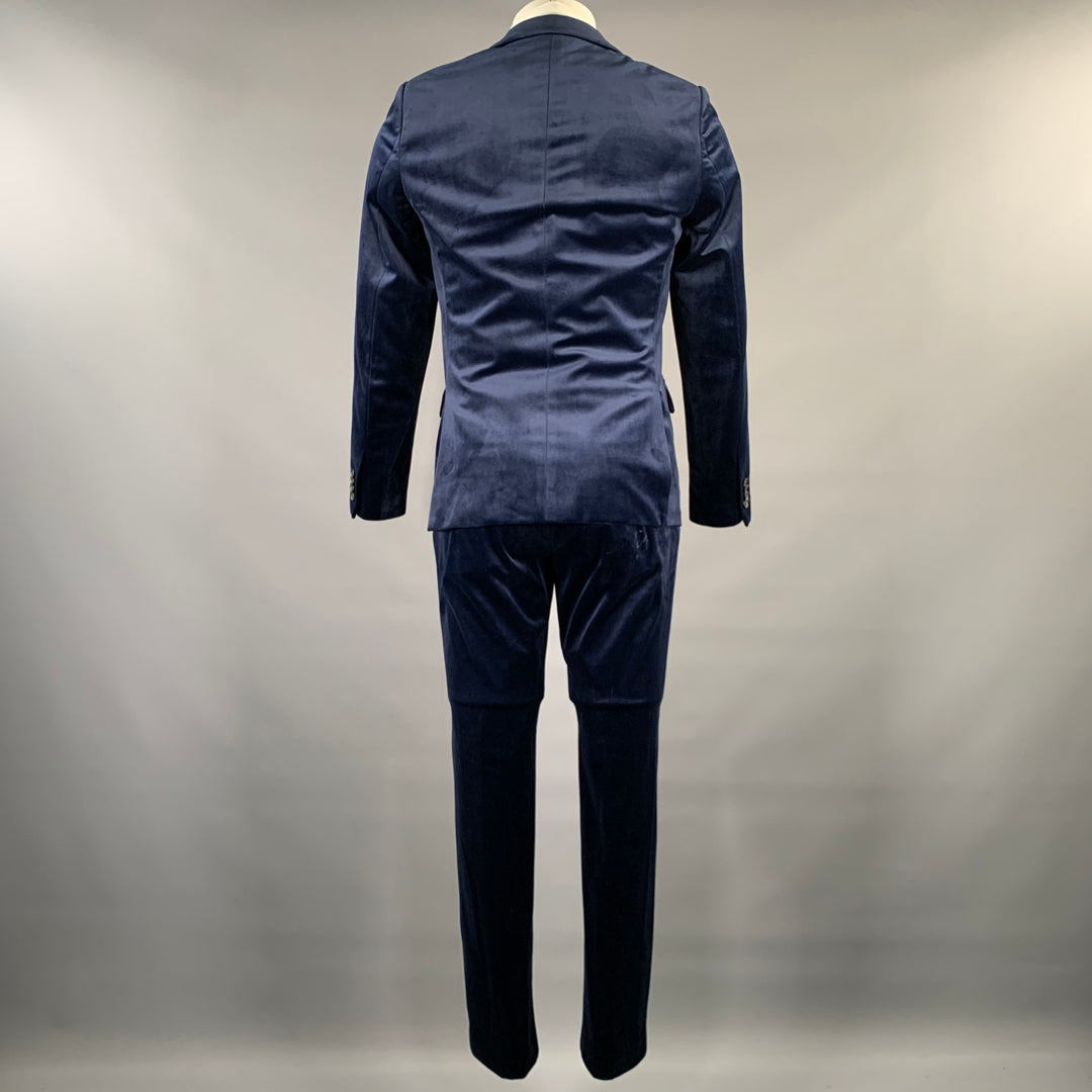 SCOTCH AND SODA Chest Size 38 Navy Velvet Polyester Peak Lapel Suit