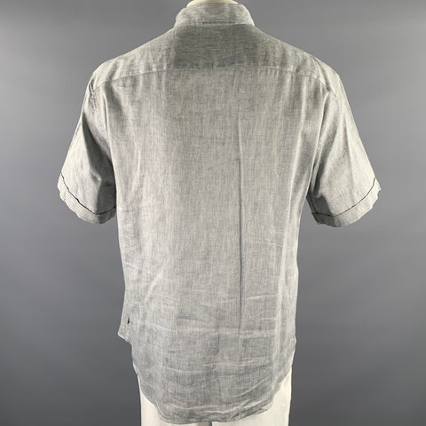 ARMANI COLLEZIONI Size XXL Grey Chambray Short Sleeve Shirt