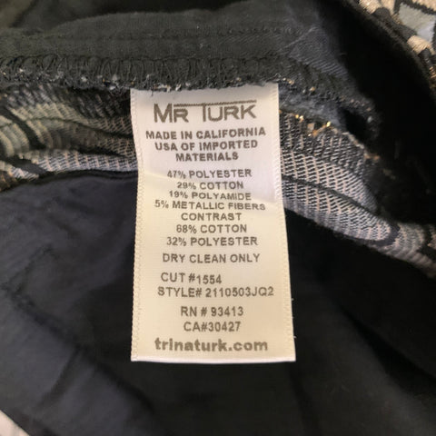 MR TURK Size 30 Black Gold Tan Geometric Polyester Blend Tuxedo Dress Pants