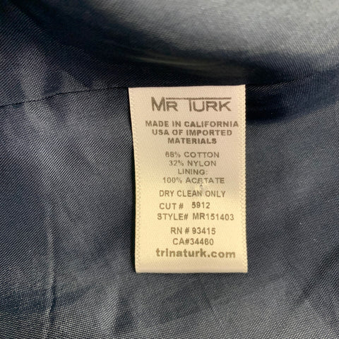 MR. TURK Size 44 Long Navy Charcoal Woven Cotton Blend Sport Coat