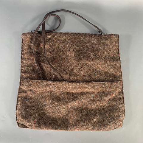 BOTTEGA VENETA Brown Rhinestones Wool Cross Body Handbag