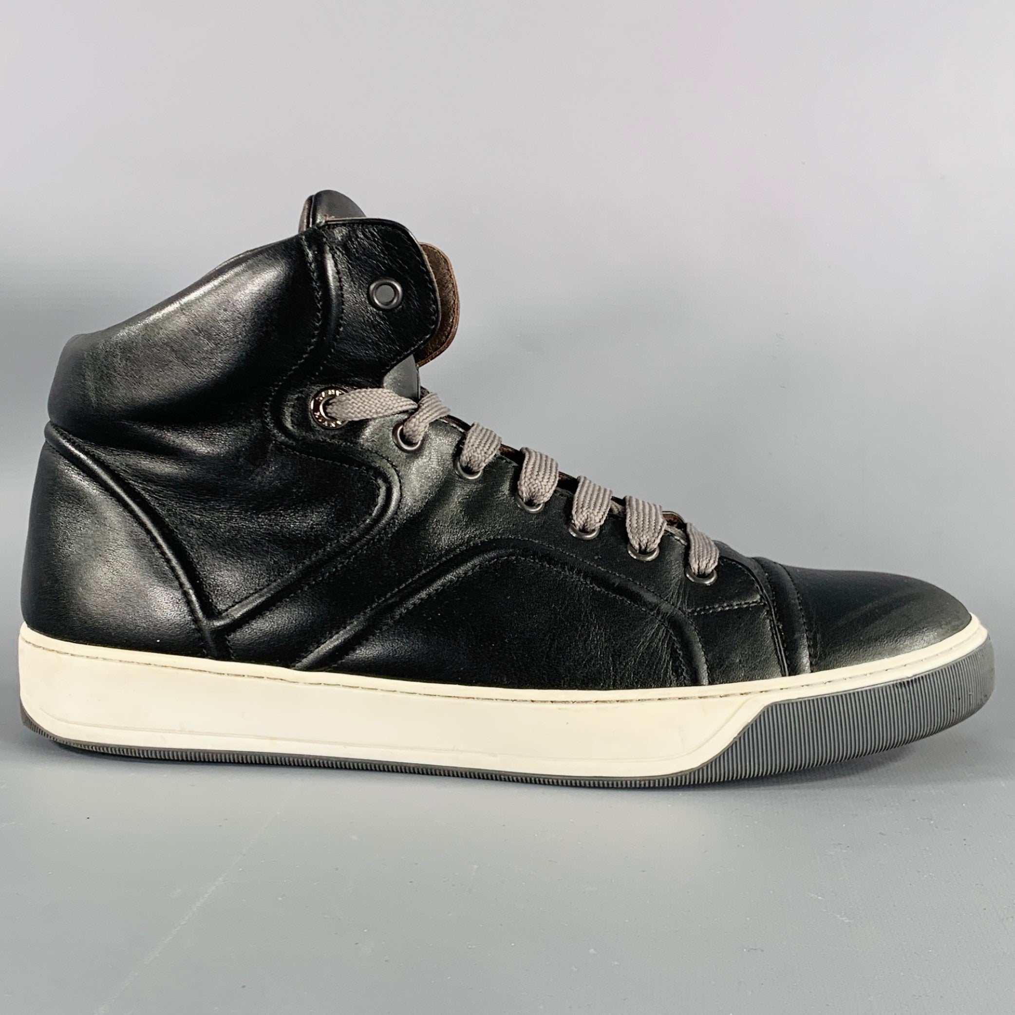 LANVIN Size 8 Black Leather High Top Sneakers – Sui Generis