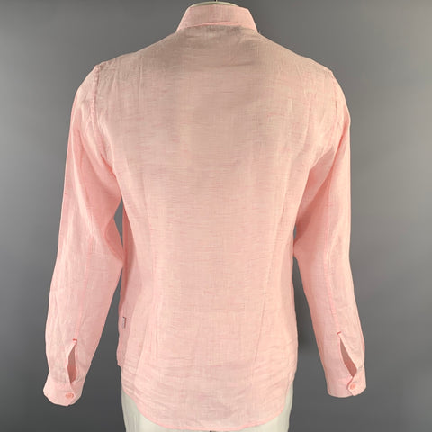ORLEBAR BROWN Size L Pink Chambray Linen Pointed Collar Long Sleeve Shirt