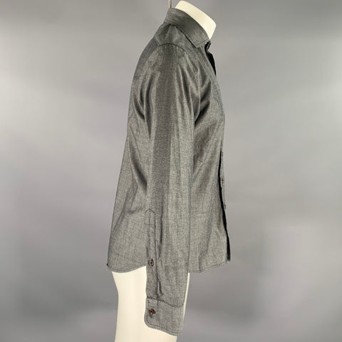 TAYLOR STITCH Size S Grey White Heather Pointed Collar Long Sleeve Shirt