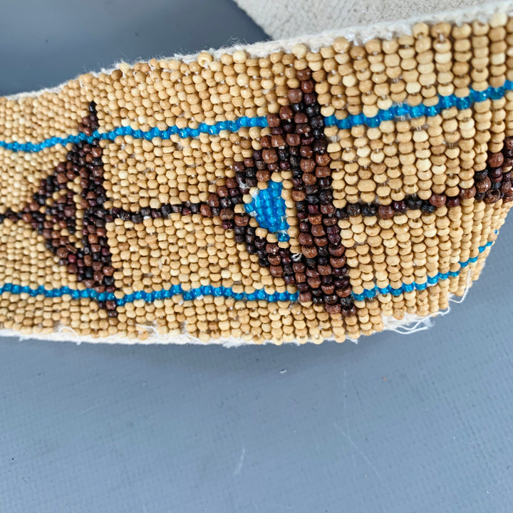 RALPH LAUREN Size M Beige Turquoise Brown Leather Beaded Belt