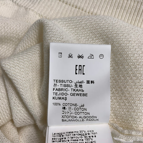 MANUEL RITZ Taille L Pull à col rond en coton tricoté texturé crème