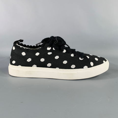 KATE SPADE Size 9.5 Black White Nylon Polka Dot Scallop Trim Sneakers