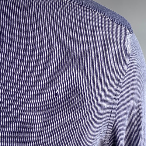 EMPORIO ARMANI Taille L Chemise Manches Longues Bleue Blanche Mélange Polyamide Motif Zig Zag
