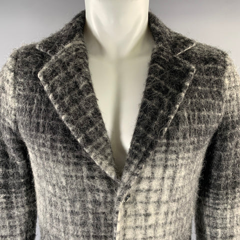SCOTCH AND SODA Chest Size S Grey Black Gingham Wool Blend Overcoat