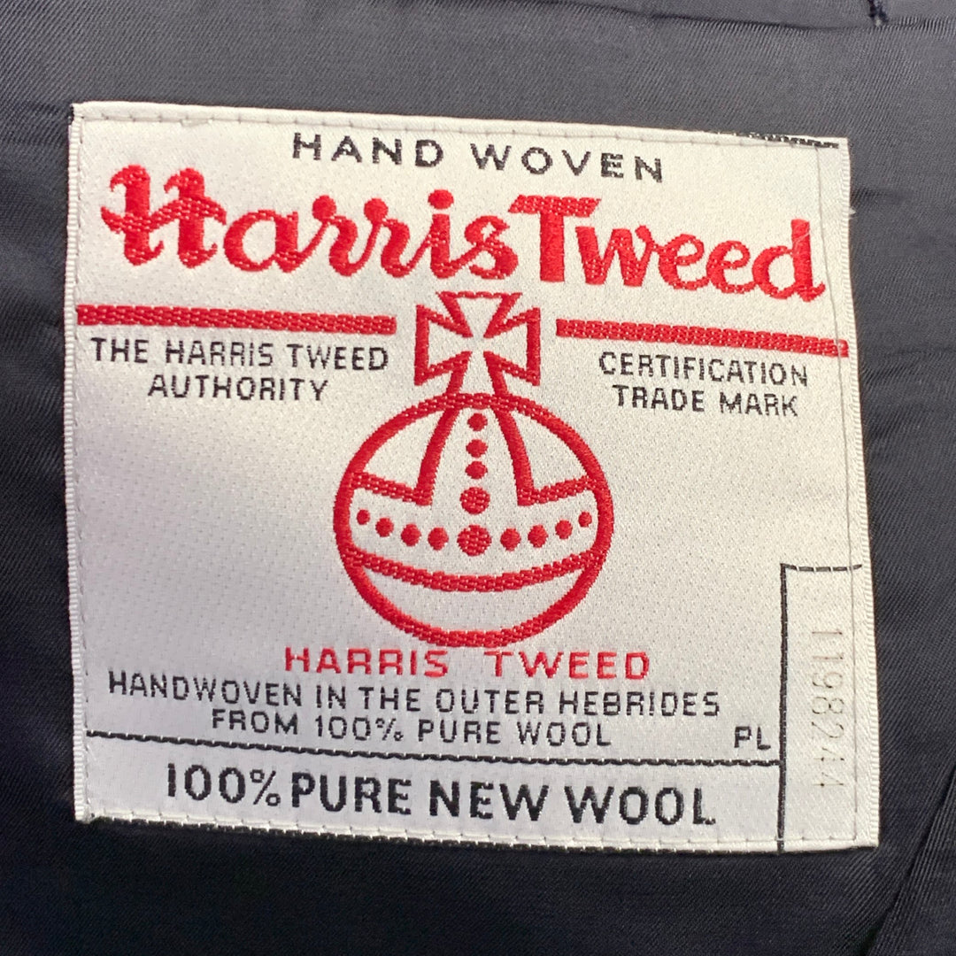 O'CONNELL'S Size 42 Long Blue Black Herringbone Wool Sport Coat