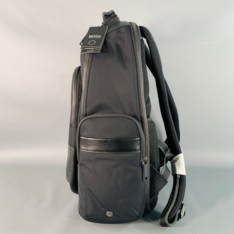 HUGO BOSS Black Nylon Leather Work Travel Backpack Bag