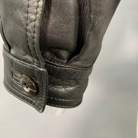 BRUNO MAGLI Size 42 Black Leather Zip Up Jacket