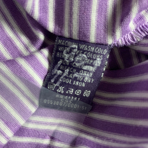 RALPH LAUREN Size XL Purple White Stripe Cotton Polo