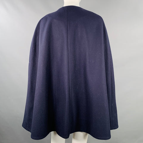 TED BAKER Size M Vickiye Navy Wool Blend Snaps Cape