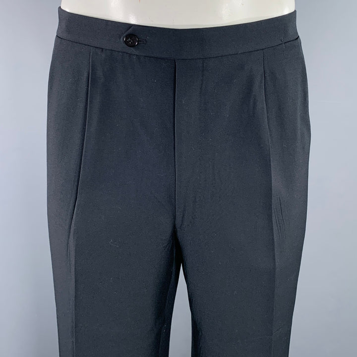 BRIONI Size 46 Black Wool Double Breasted Tuxedo