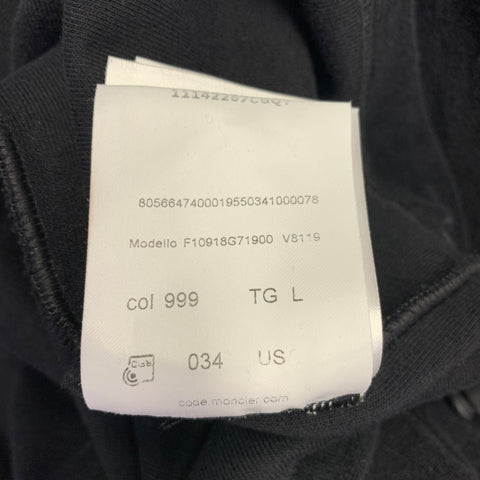 MONCLER Size L Black Terrycloth Cotton Hooded Sweatshirt