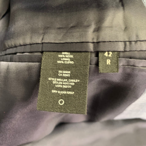 THEORY Size 42 Wellar Marlo Camley Blue Window Pane Wool Suit