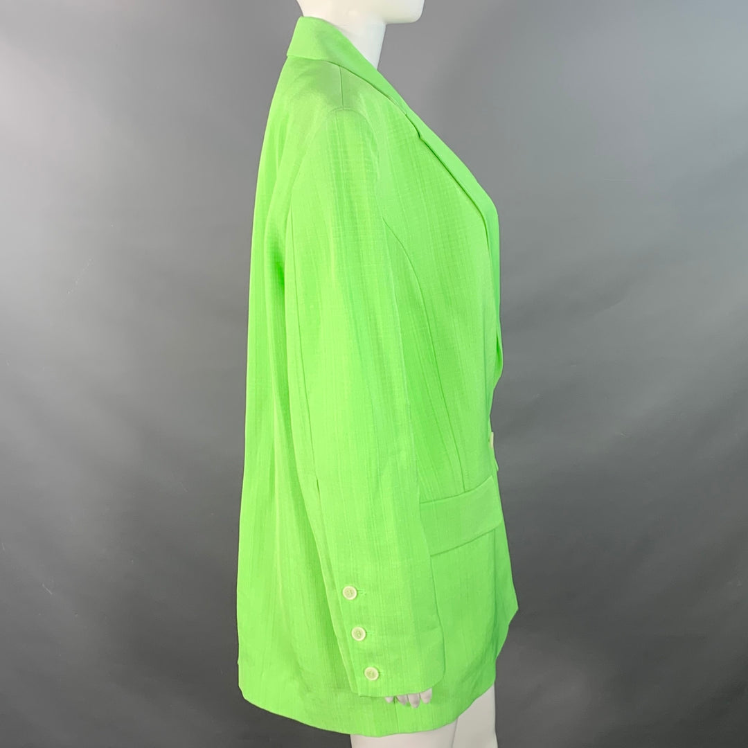 JACQUEMUS Size S Le Splash Neon Green White Viscose Silk Double Breast Sui Generis Designer Consignment JACQUEMUS Size S Le Splash Neon Green White Viscose Silk Double Breast Sui Generis Designer Consignment