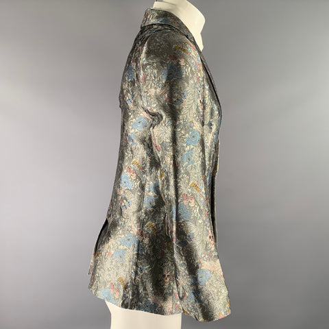 ZADIG & VOLTAIRE Chest Size 34 Silver Blue Pink Jacquard Peak Lapel Sport Coat
