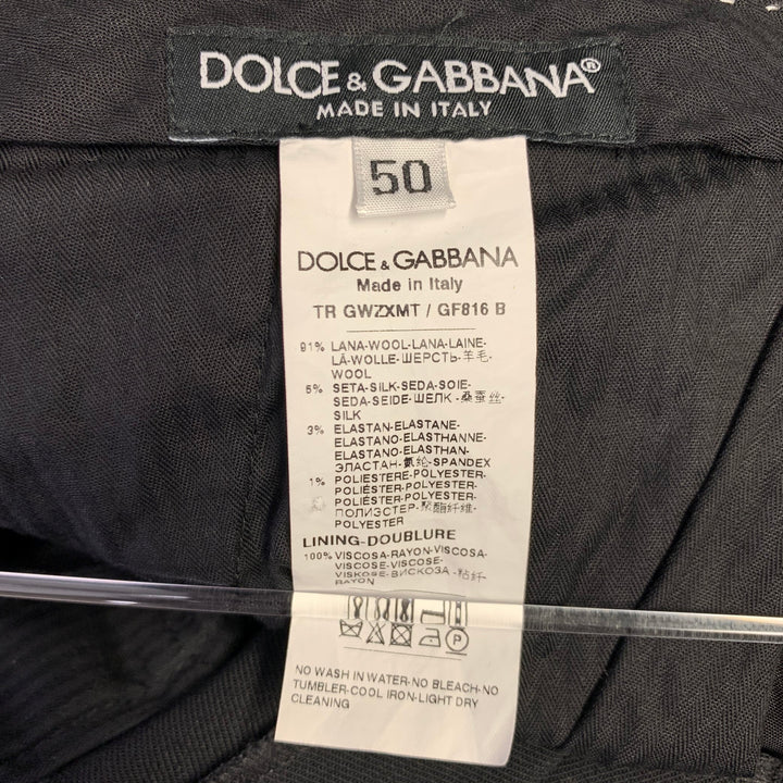 DOLCE & GABBANA Size 34 Black Twill Wool Silk Zip Fly Dress Pants