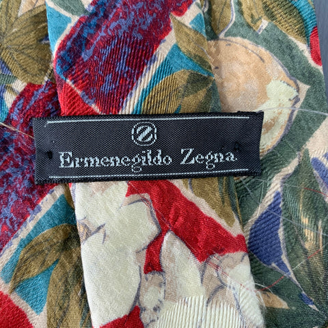 Cravate en soie à motifs floraux multicolores ERMENEGILDO ZEGNA