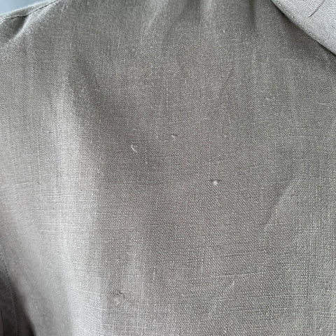 THEORY Size S Grey Linen Button Down Short Sleeve Shirt
