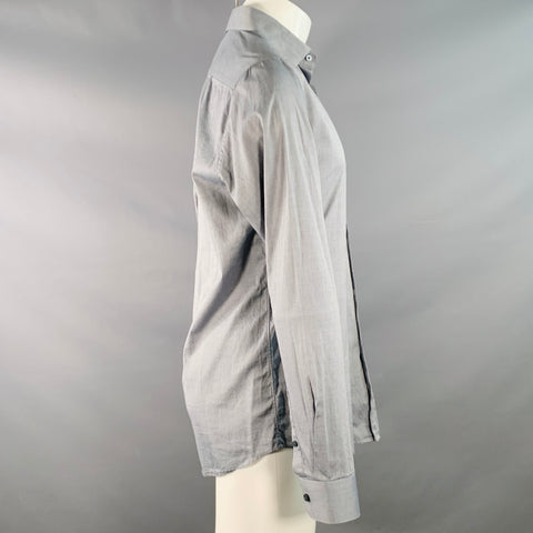 THEORY Size S Grey Cotton Blend Curved Cutaway Long Sleeve Shirt