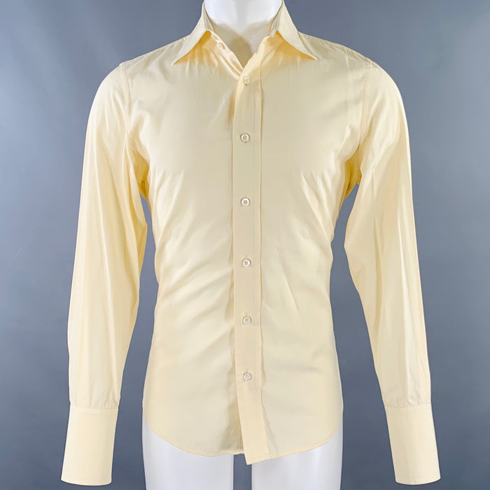 DSQUARED2 Size 38 Yellow Cotton Curved Cutaway Long Sleeve Shirt