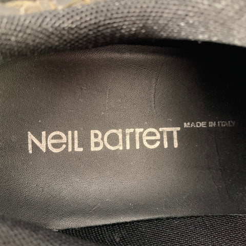 NEIL BARRETT Size 10.5 Black Silver Woven Leather Sneakers