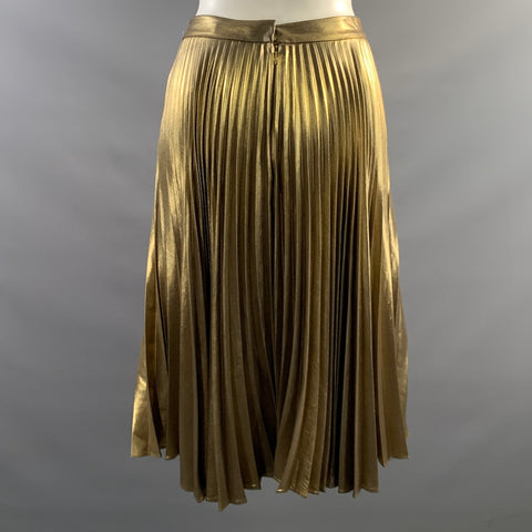 A.L.C. Size 2 Gold Polyester Metallic A Line Skirt