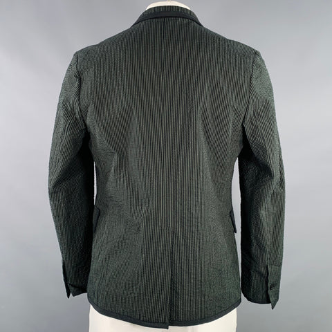 MAISON KITSUNE Size 42 Black Green Seersucker Cotton Sport Coat