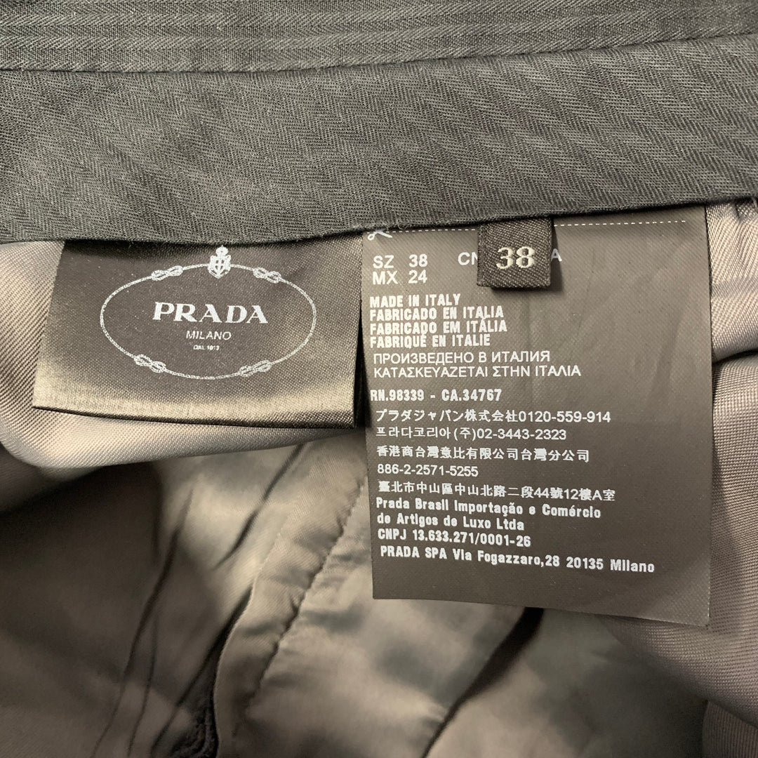 PRADA Size 2 Grey Tan Wool Blend Houndstooth Pants