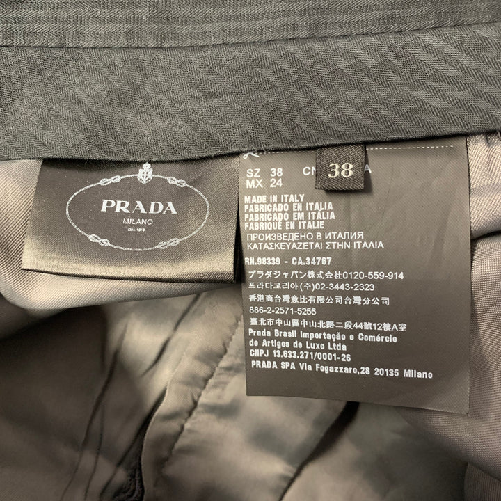 PRADA Size 2 Grey Tan Wool Blend Houndstooth Pants