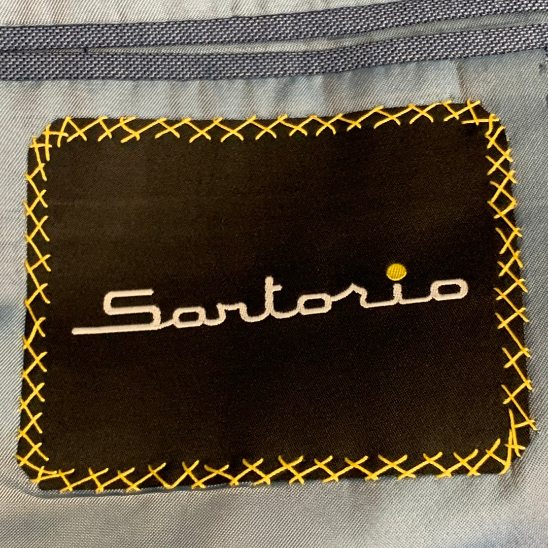 SARTORIO Size 44 Regular Blue Wool Notch Lapel Suit
