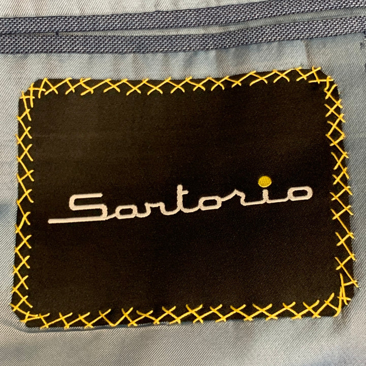 SARTORIO Size 44 Regular Blue Wool Notch Lapel Suit