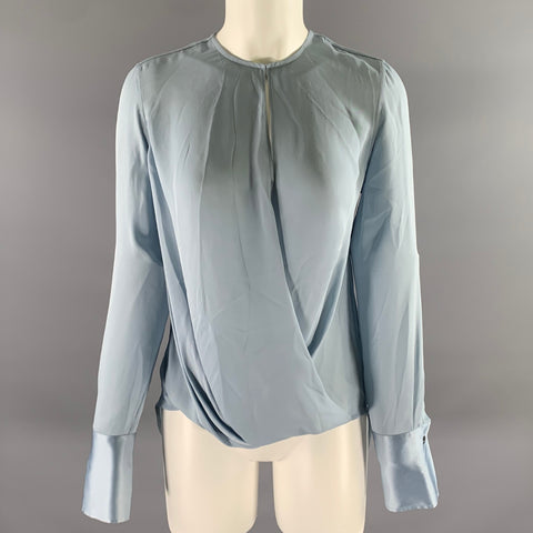 RAG & BONE Size XS Blue Silk Faux Wrap Blouse